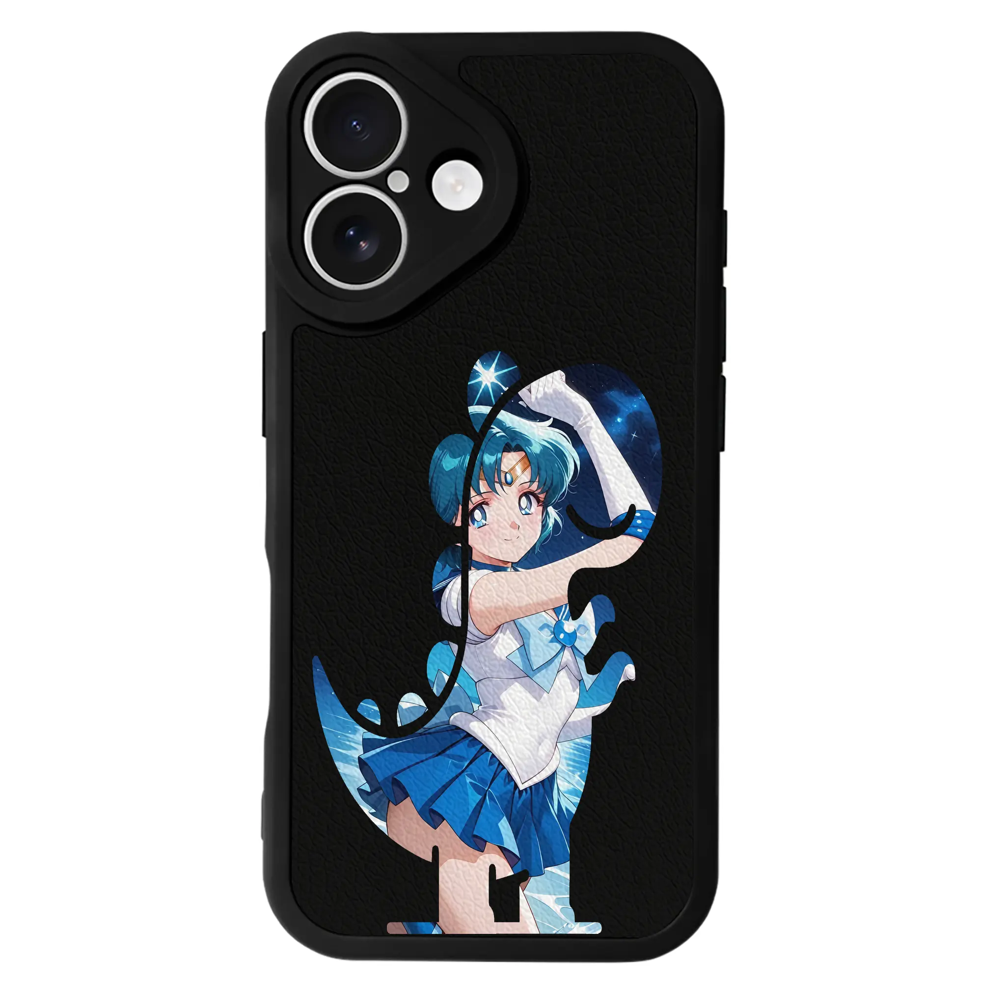 美少女戦士セーラームーン グッズ 水野 亜美 - IPhone 16シリーズ対応 ・ シリコンスマホケース ・ レザー調 ・ 高精度フィット ・ 耐衝撃 ・ ワイヤレス充電対応 ・ 精密カット